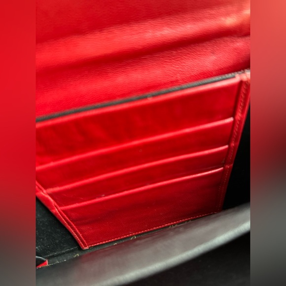 ✨Vintage Designer Oleg Cassini ✨ Vintage Red Soft Leather Clutch Crossbody Gold - Picture 9 of 16